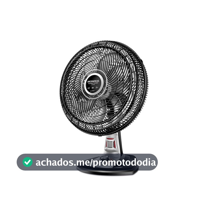 MONDIAL Ventilador 40cm Super Turbo 8 Pás Repelente Pastilha, Preto/Prata, 140W, 220V - VTX-40-8P-RP