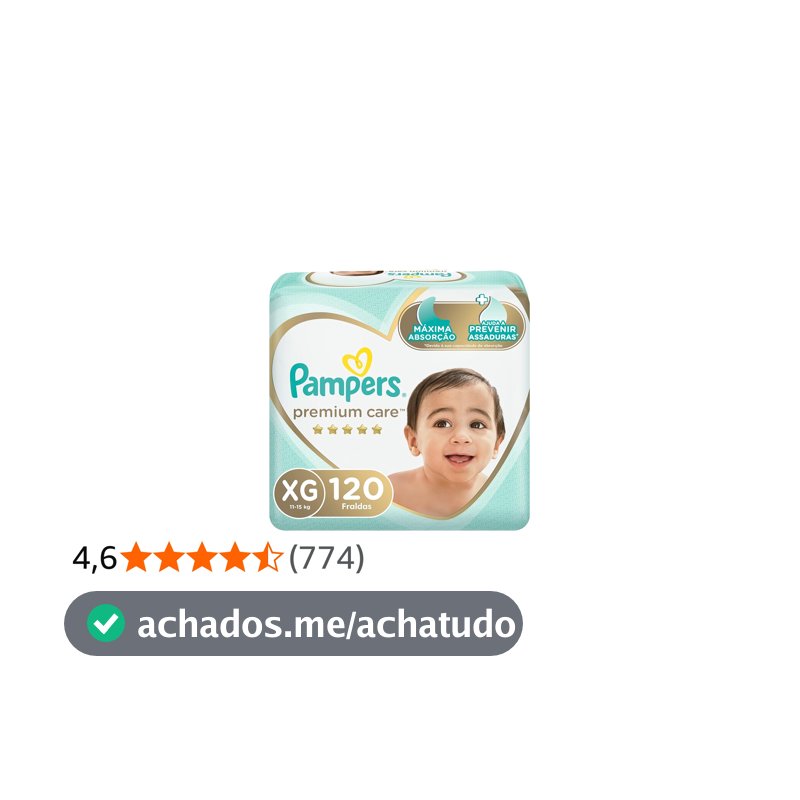 Fralda Pampers Premium Care Tamanho XG, 120 Unidades