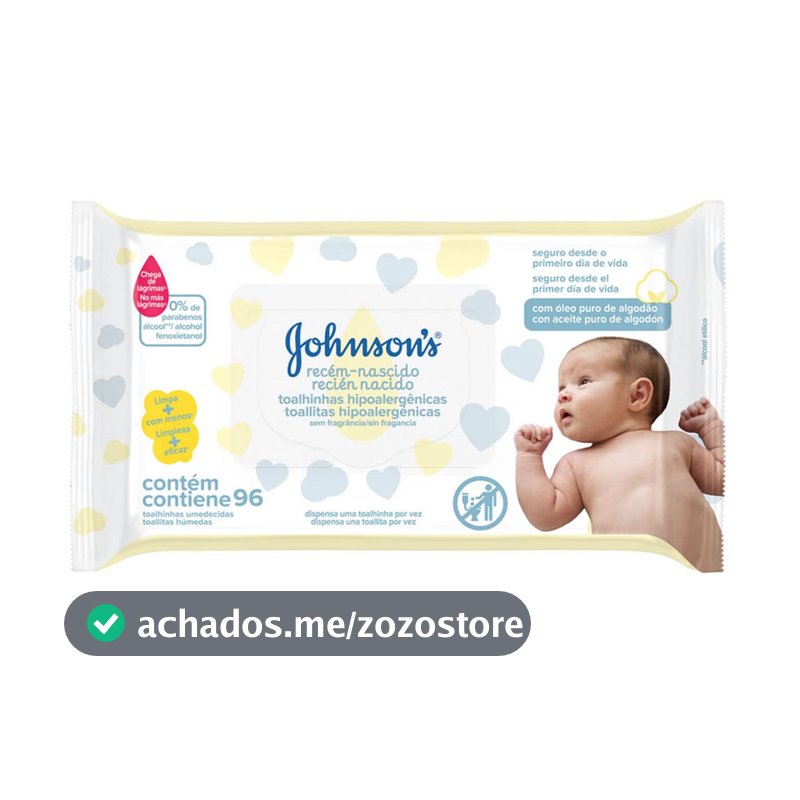 Lenços Umedecidos Johnson's Baby Recém-Nascido, 96 Unidades