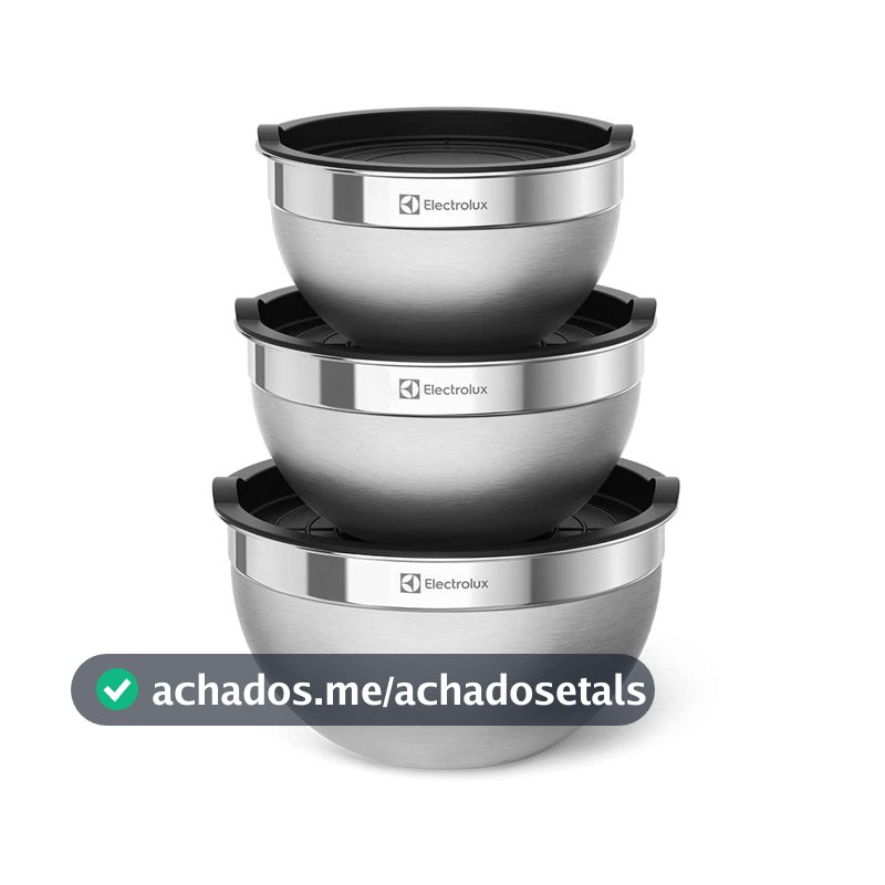 Conjunto de Bowls Tigelas de Inox com Tampa Plástica Electrolux