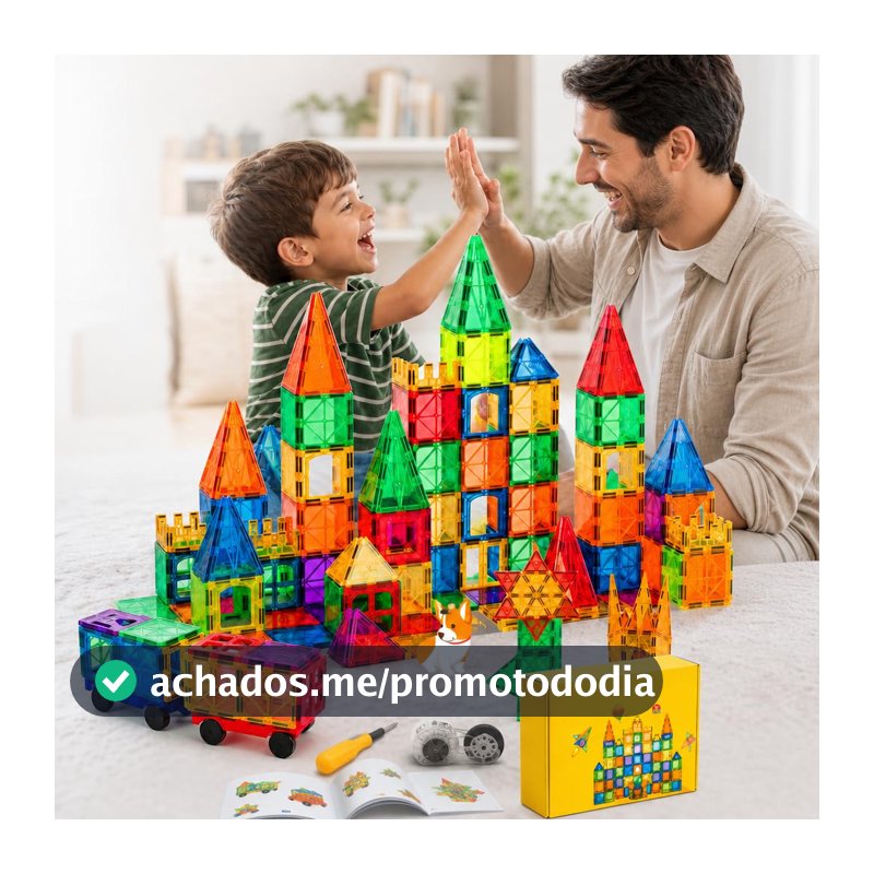JADEVIC Blocos de Montar Magnéticos 130 Peças Brinquedo Educativo STEM Infantil Blocos de Construção com Ímãs Fortes ABS Bordas Arredondadas INMETRO Presente