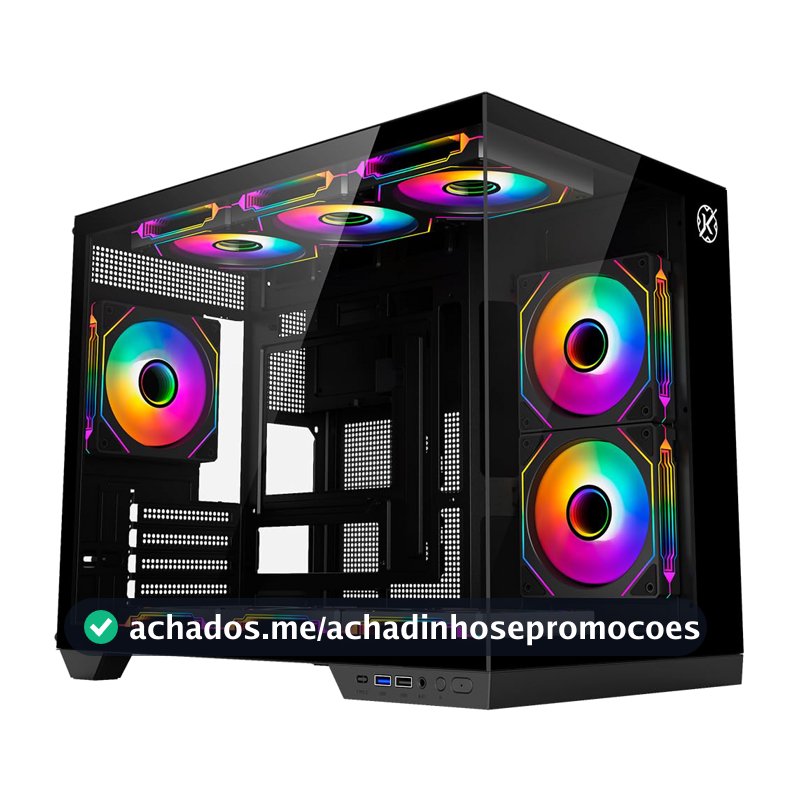 Gabinete Kalkan Saga Preto Aquário Compacto Micro ATX USB 3.0 Sem Fans KLK00043