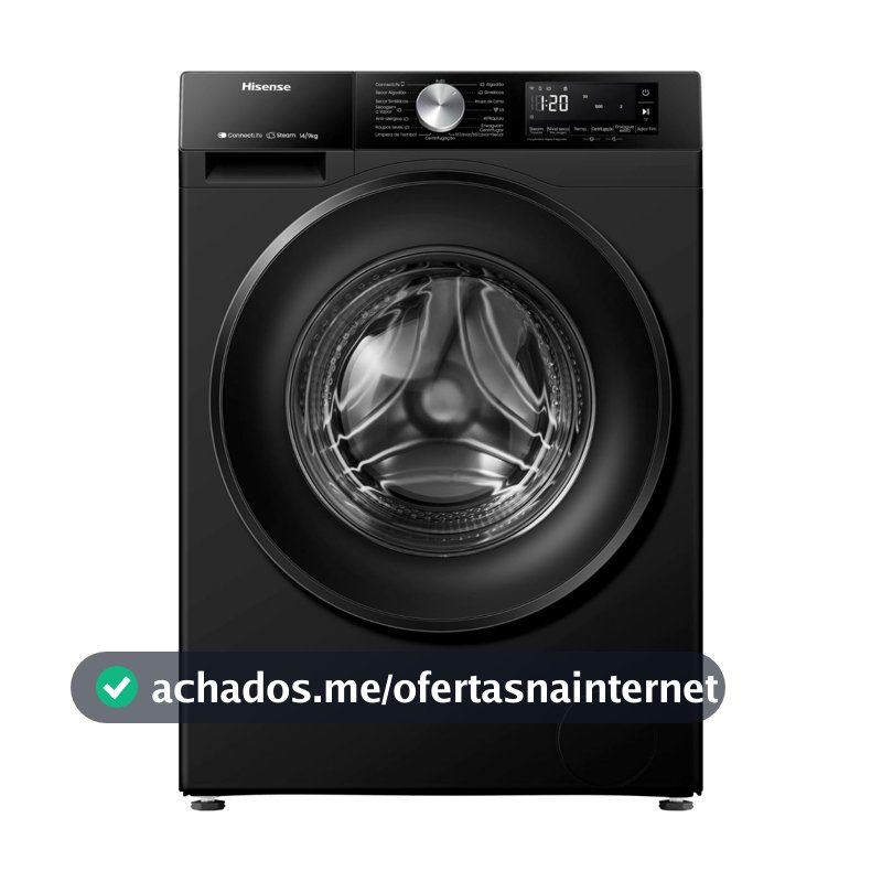 Lava e Seca Hisense 3S 14/9 kg Inverter Wi-Fi e Função Steam Black Noir 127V - WD3S1443BB1