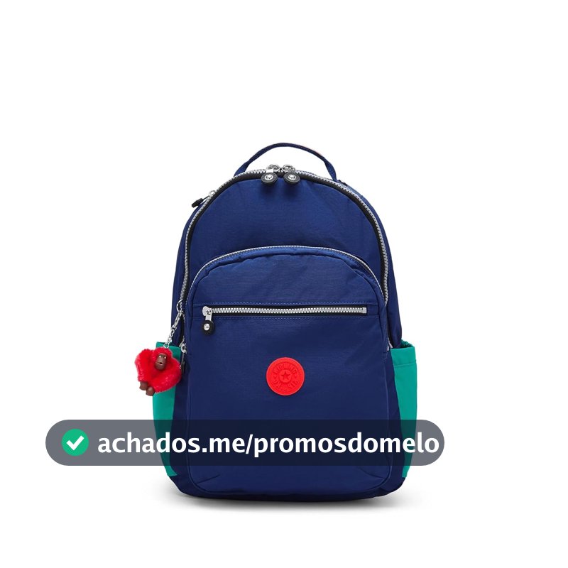 Kipling Mochila feminina Seul extragrande para laptop de 43.2 cm, durável, espaçosa com alças de ombro acolchoadas, bolsa, Escape Blue Block, Medium, Casual