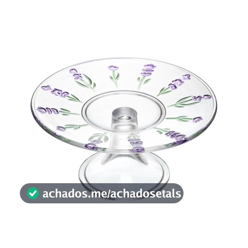 LYOR - Prato com Pé Lavanda Hand Painting Cristal
