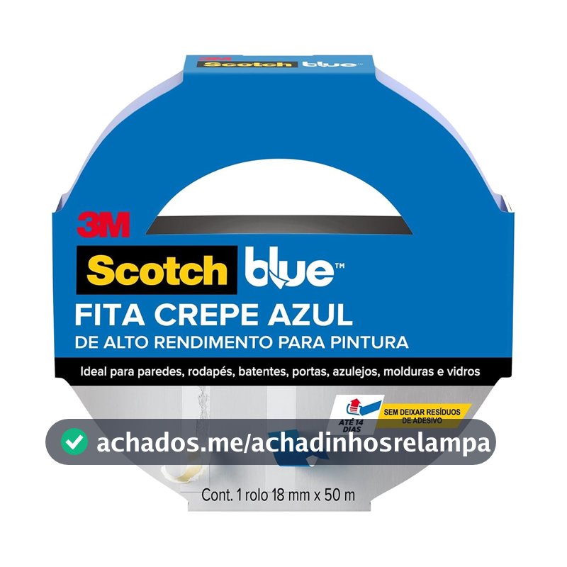 SCOTCH 3M Fita Crepe Profissional Scotch Blue 18 mm x 50 m 1 Unidade