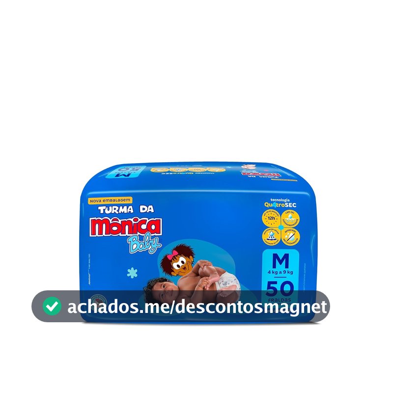 Fralda Turma da Mônica Baby Mega M 50 Unidades