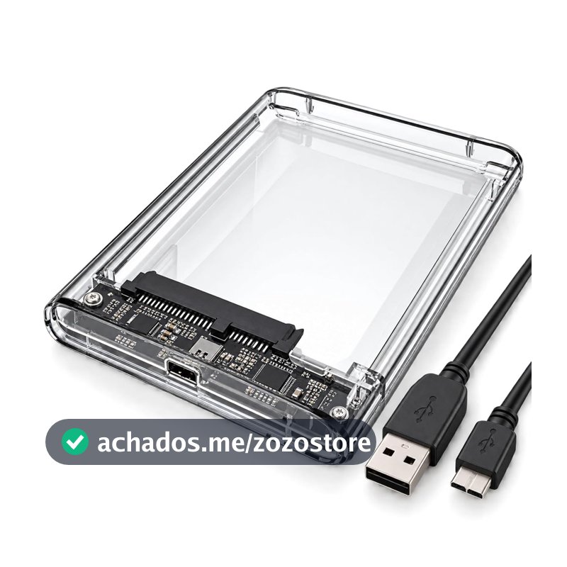 Case para HD/SSD Externo 2.5 SATA, Adaptador HD Notebook Portátil, Transferência Super Rápida Plug and Play