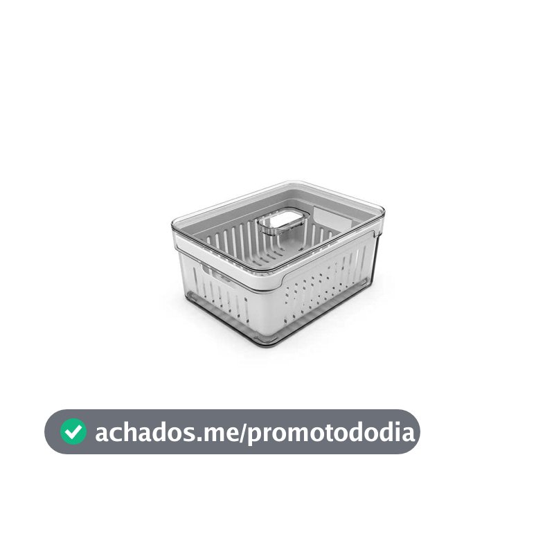 OU OF450NT Organizador de Geladeira com Escorredor Interno, 2,2 L - Caixa Plástica para Legumes, Saladas