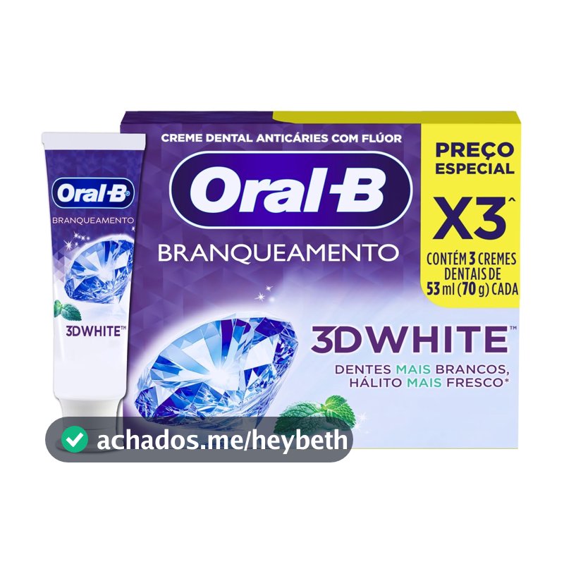 Oral-B Pasta de Dente 3D White Brilliant Fresh, 3 Unidades de 70 g