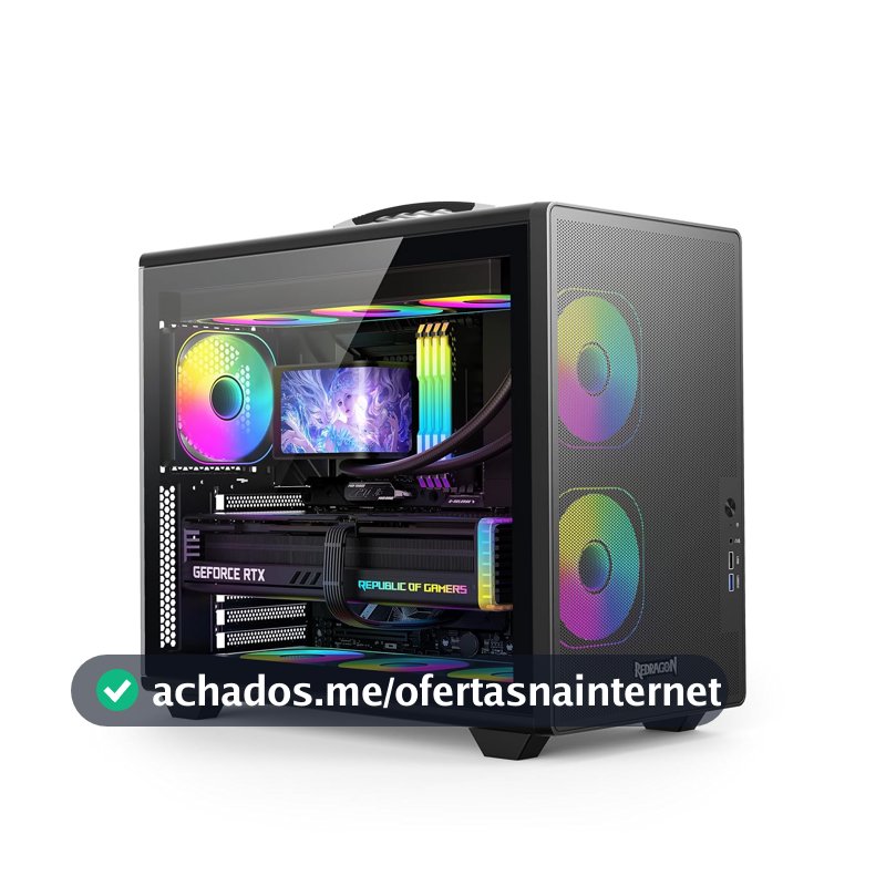 Gabinete Gamer Redragon Magic Box Preto ATX Compacto Sem Fans Painel Frontal Mesh USB 3.0 Slots PCI Rotacionáveis Com Alça CA-616B