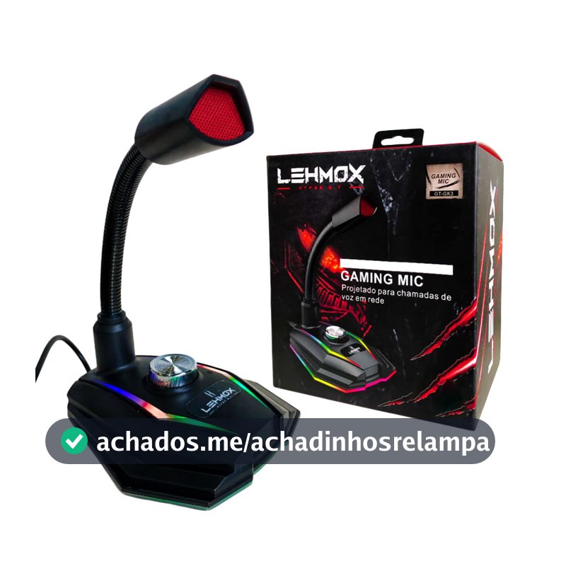 Microfone Gamer Lehmox Rgb P/Pc Usb Gt-gk3