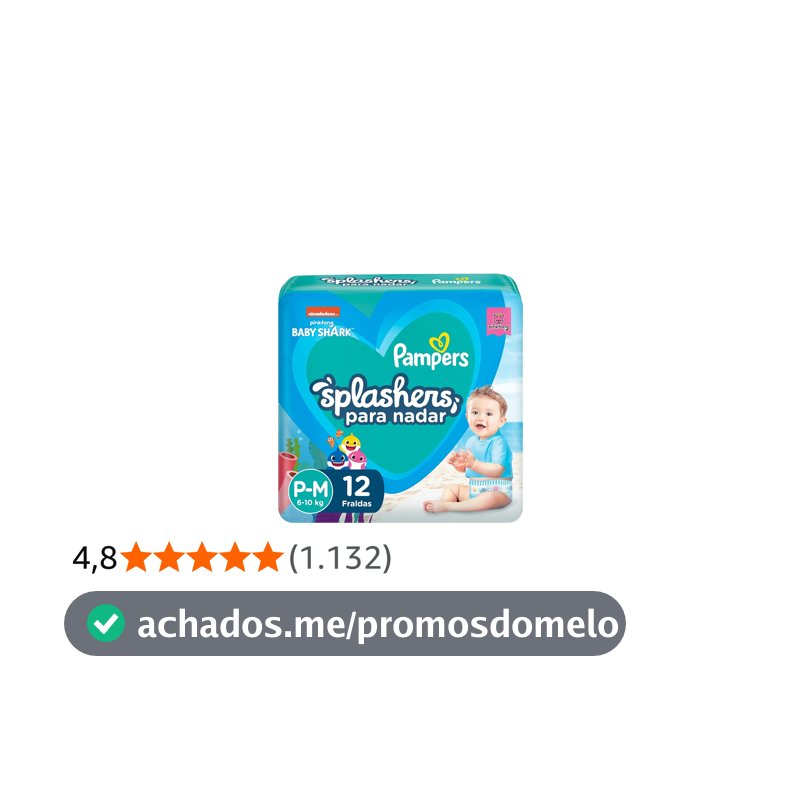 Fralda Pampers Splashers Para Nadar Baby Shark Tamanho P-M 12 Unidades