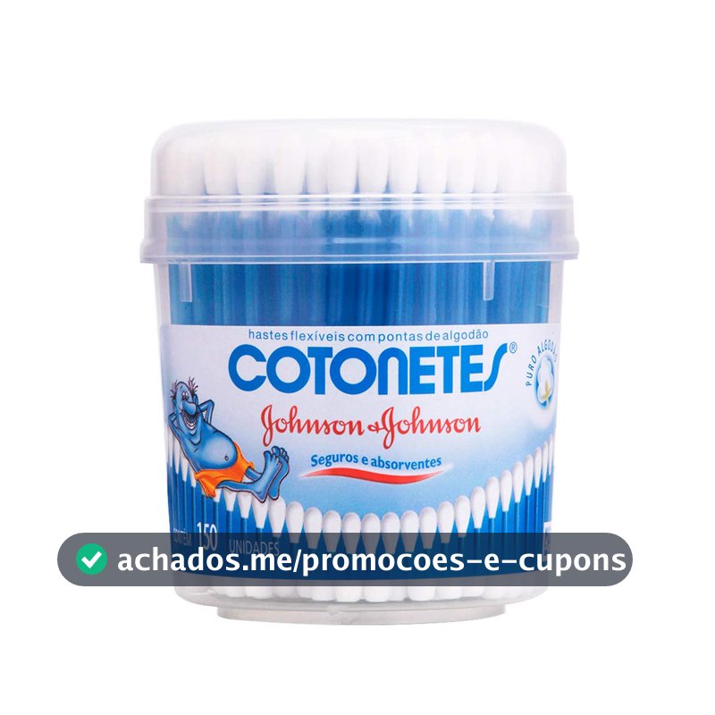 Cotonetes de Algodão com Hastes Flexíveis, Pote com 150 Unidades