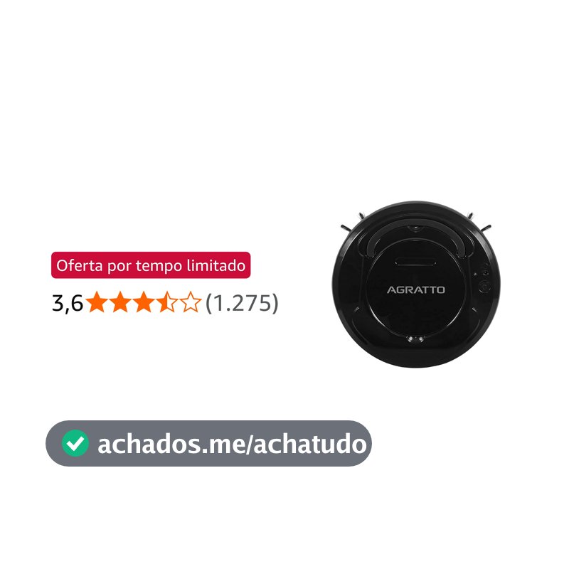 Aspirador de Pó Robô Praticci Agratto Preto, 3W, Bivolt