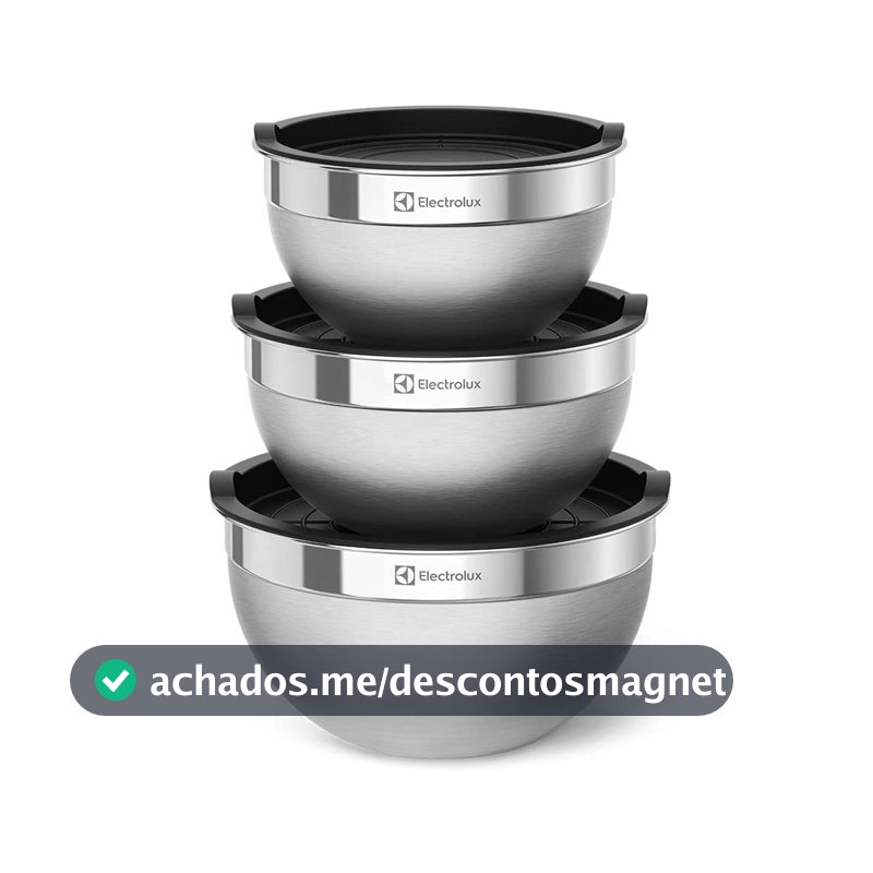 Conjunto de Bowls Tigelas de Inox com Tampa Plástica Electrolux