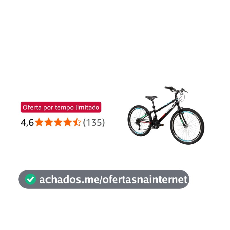 Bicicleta Caloi Max Aro 24, 21 Marchas, Grip Shift, Freio V-Brake, Aros de Alumínio Parede Dupla, Passeio e Lazer