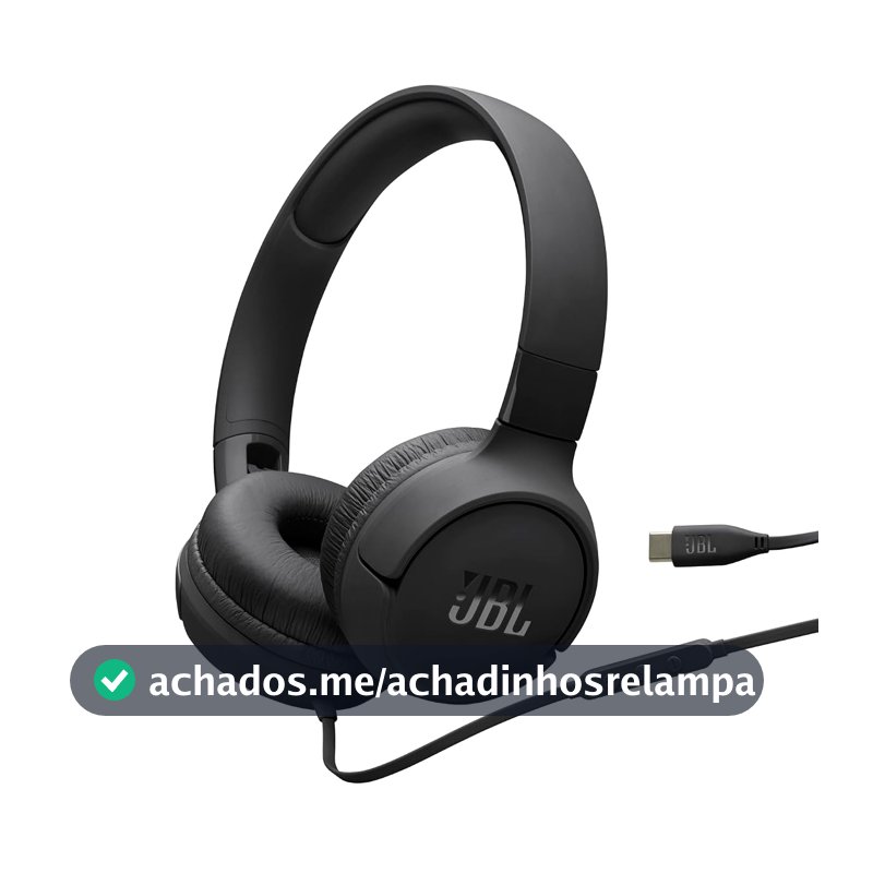 JBL, Fone de Ouvido, Tune 520C, On Ear, Com Fio, Com Cancelamento de Ruído - Preto
