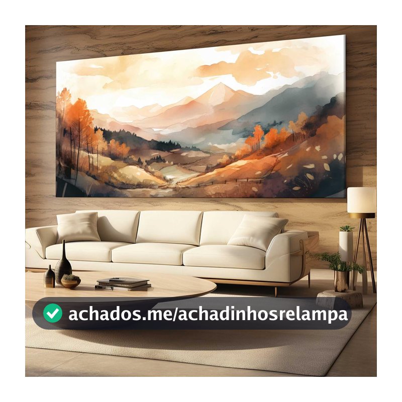 Quadro Decorativo para Sala Quarto Hall 100x70 Paisagem Abstrato Campo Horizontal Grande Decoração Parede Tela
