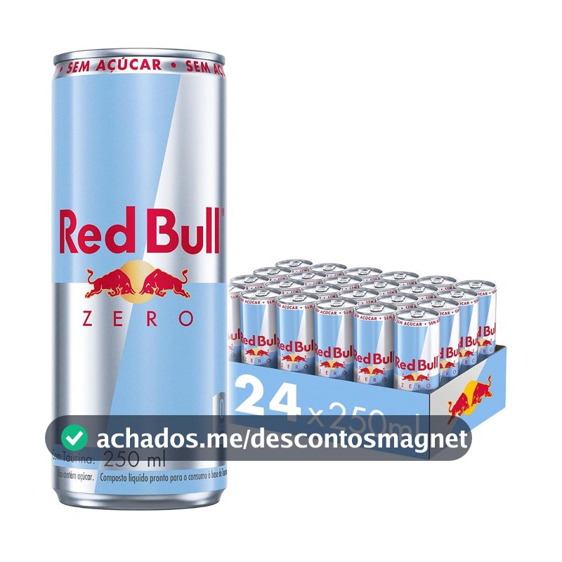 Red Bull Energético, Zero, Sem Açúcar, 250ml, 24 latas