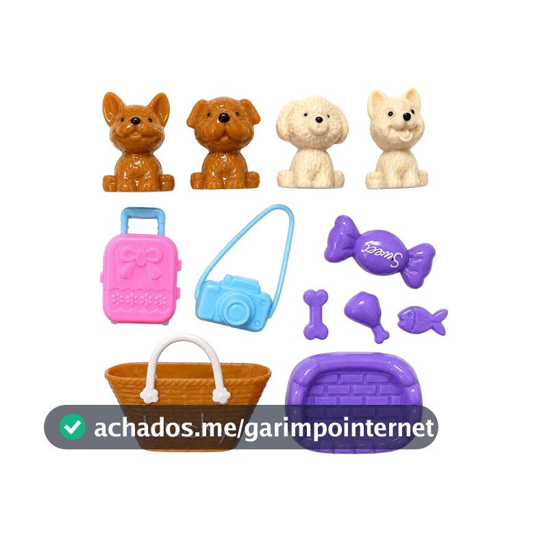 Kit Pet Infantil Conjunto Bichinhos Estimação – Cachorrinhos e Acessórios, Brinquedo Faz de Conta, Pet Shop, Passeio, Parque, Veterinário, Brinquedo Educativo para Crianças (12, Passeio Turista)
