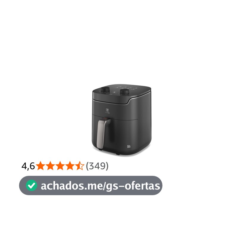 Electrolux Air fryer Fritadeira Elétrica sem oleo Rita Lobo 5,8L 8 receitas pré-sugeridas timer 60 minutos desligamento automático cesto removivel dupla camada antiaderente 1400W EAF40 127v Cinza