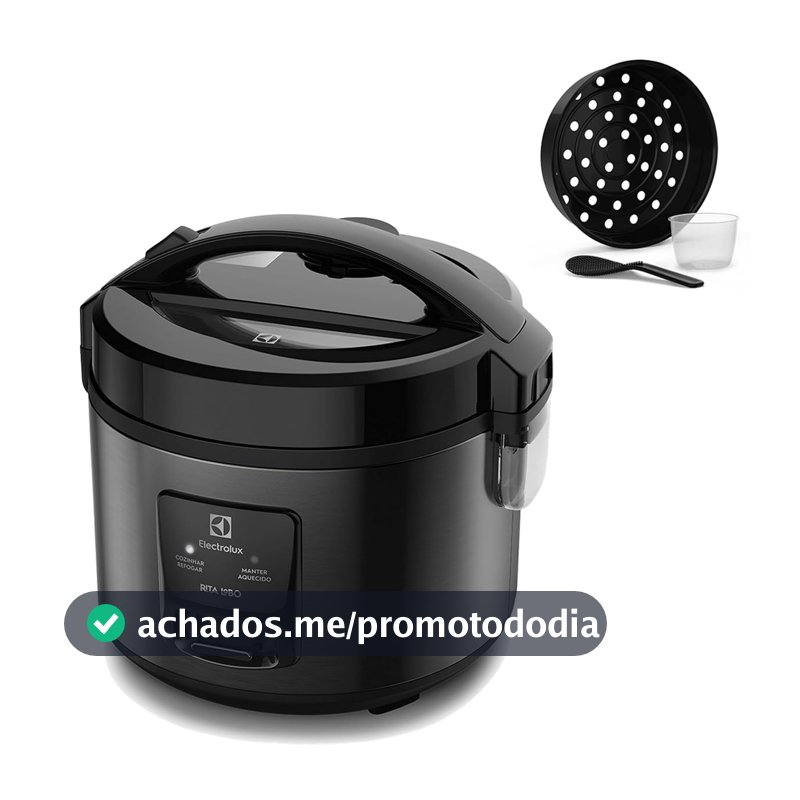 Panela Elétrica Electrolux vapor arroz capacidade 2L 6 Xícaras 2 em 1 timer panela removivel antiaderente tampa com visor transparente ERC10 inox 127v por Rita Lobo