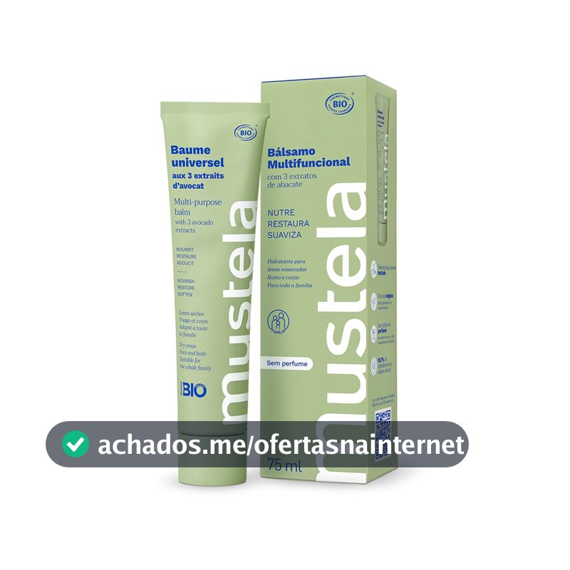 Mustela Bálsamo Multifuncional 75ml - Hidratante para áreas ressecadas do corpo com 3 extratos de Abacate, com 99,7% de ingredientes de origem natural - Para Bebês, Crianças e toda a Família