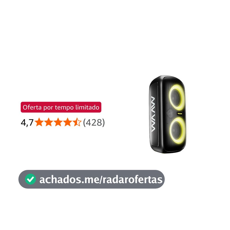 WAAW by ALOK Caixa de Som INFINITE 100 Bluetooth, Tipo Torre, Até 14h de Autonomia, 4 Alto-Falantes, TWS, 100W RMS