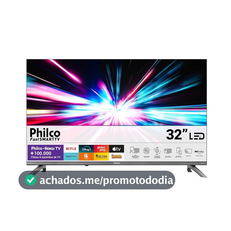 Smart TV 32" Philco Roku TV Dolby Áudio HDR10 P32CRB