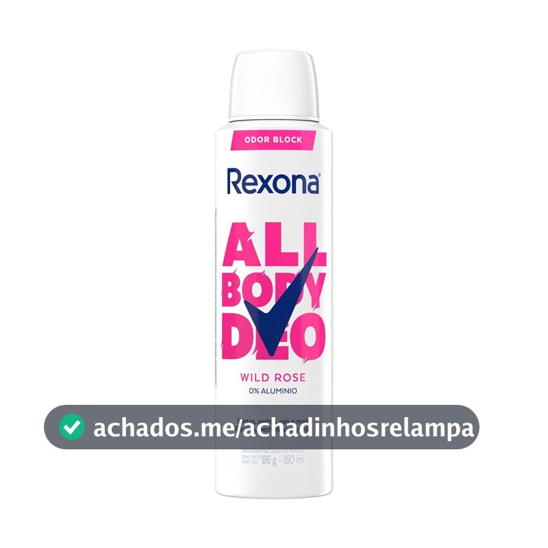 Desodorante Corporal Aerossol Rexona All Body, Wild Rose, 150ml