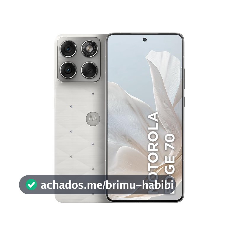 Smartphone Motorola Edge 70 5G Crystals by Swarovski - 512GB 12GB RAM + 12GB RAM Boost, Ultrafino, 3 cameras 50MP e tela extreme Amoled 120hz - Cloud Dancer