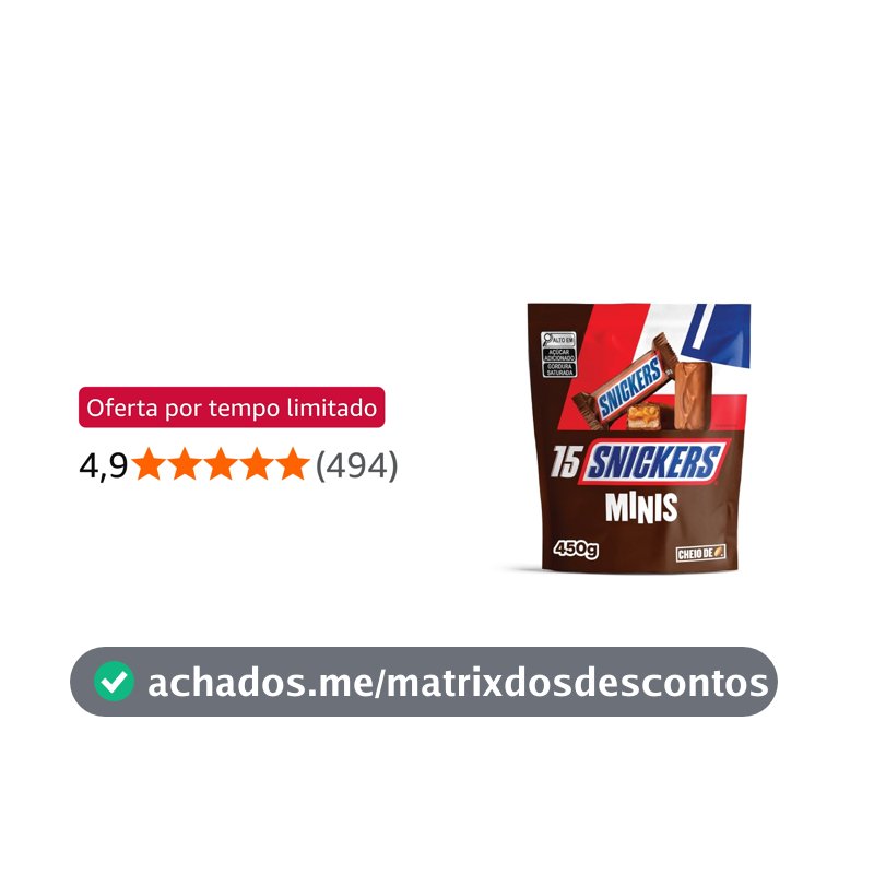 Chocolate Snickers Original Minis 15Un