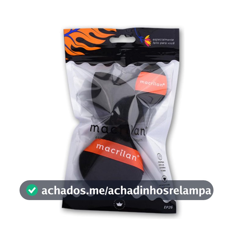 Esponja Maquiagem Kit 3 - Aveludada Acabamento Flawless para Base, Pó e Corretivo - Macrilan EP26 Preta