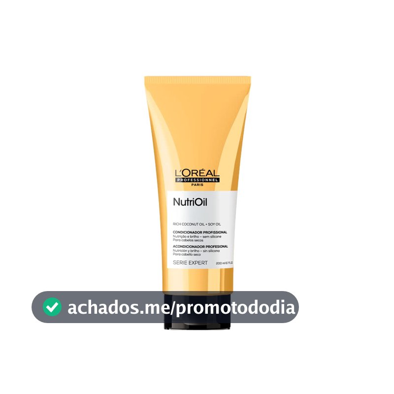 L'Oréal Professionnel Condicionador NutriOil para nutrição e brilho, enriquecido com óleo de coco, com textura leve e para todos os tipos de cabelo, 200ml