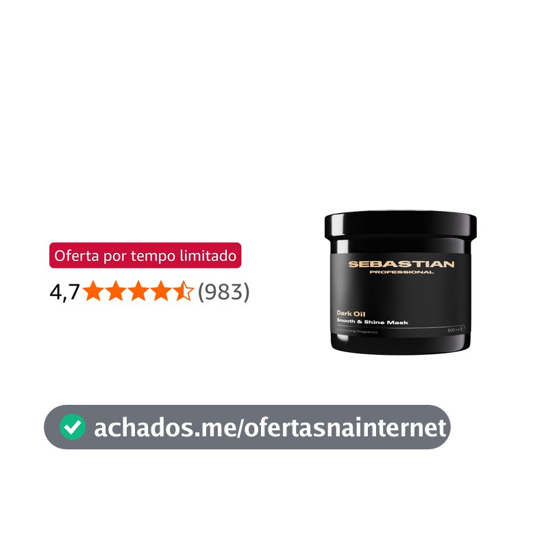 Sebastian Professional, Dark Oil, Máscara de nutrição, brilho e maciez para todos os tipos de cabelo, 500ml