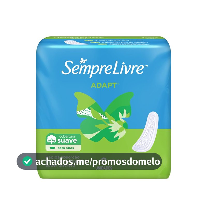Absorvente sem Abas Sempre Livre Adapt, Cobertura Suave, 8 Unidades