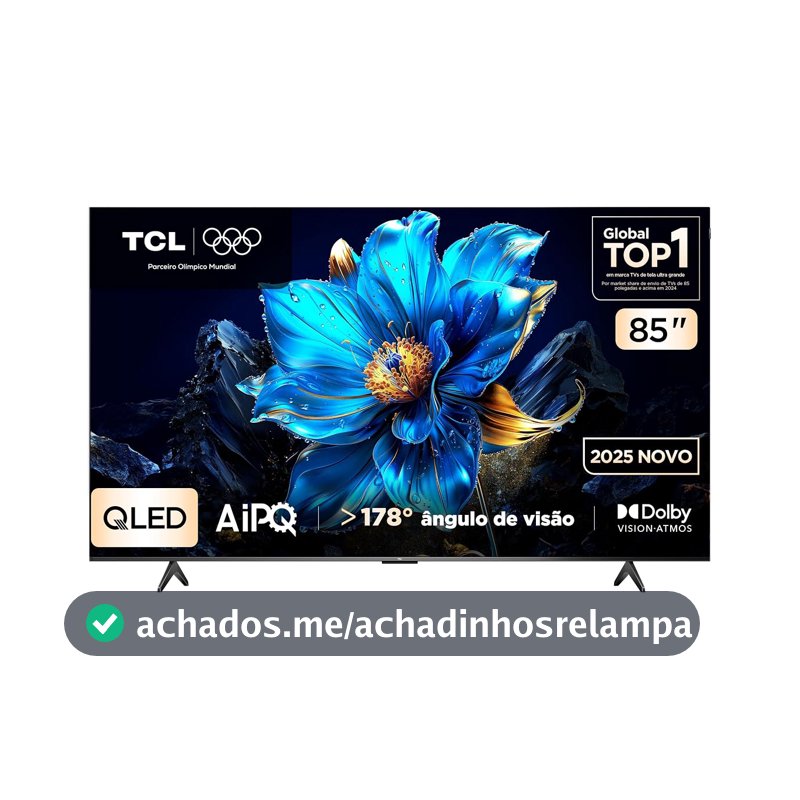Smart TV TCL 85 Polegadas QLED 4K P7K WiFi Bluetooth Google TV HDR10+ Dolby Atmos Dolby Vision 85P7K
