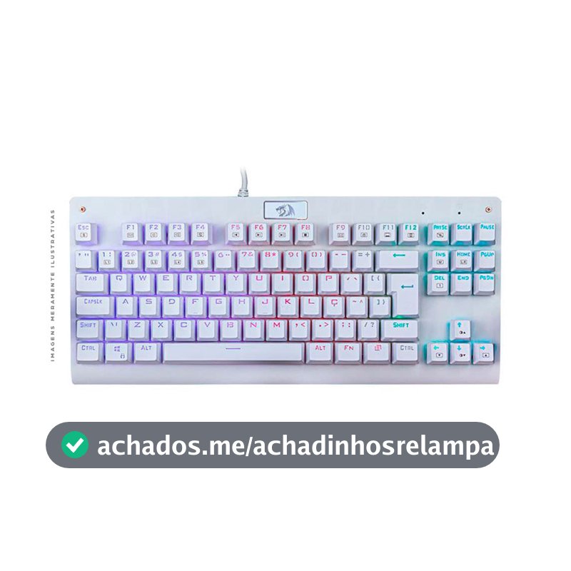 Teclado Mecânico Gamer Redragon Dark Avenger Lunar White TKL ABNT2 Switch Vermelho RGB K568W-RGB