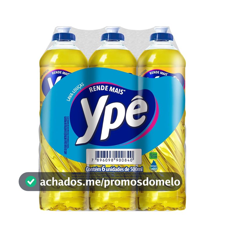 Ypê Pack Detergente Neutro 500ml (6 unidades)