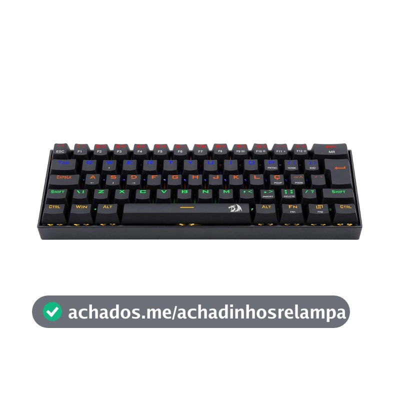 Redragon TECLADO GAMER MECANICO LAKSHMI RAINBOW PRETO SWITCH MARROM ABNT2