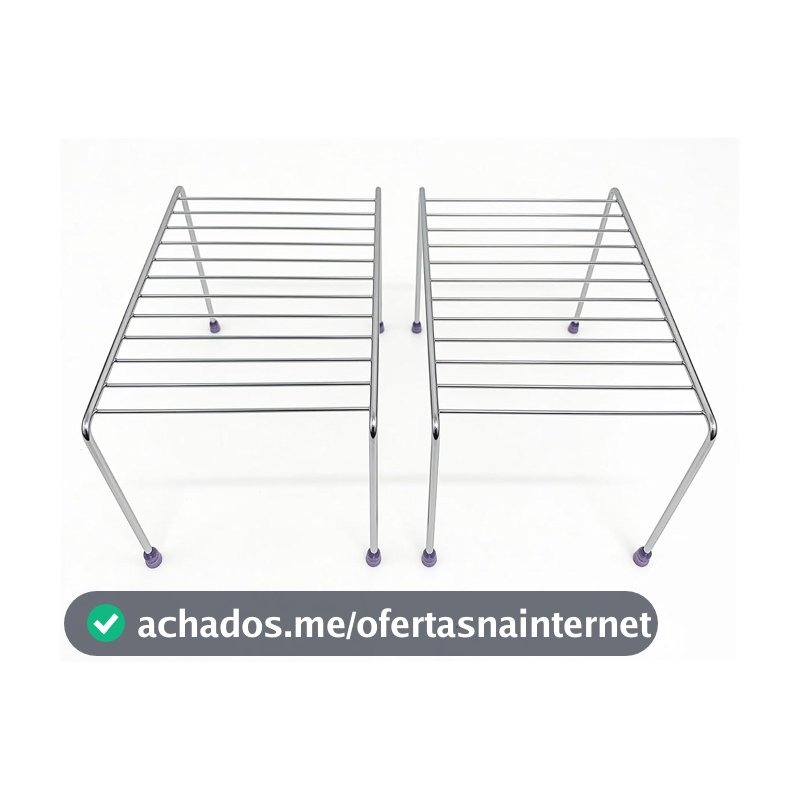 Kit 2 Organizadores de Cozinha Aramado Cromado para Armário Prateleira Multiuso 32cm