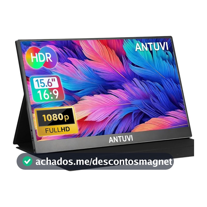 ANTUVI Monitor Portátil 15.6''+ Case, 1080P, MINI Segunda de Notebook Extensor De Tela, Ultra-Slim e portátil, com alto-falante de pé, Adequado para Viagens, Casa, Trabalho/Jogos