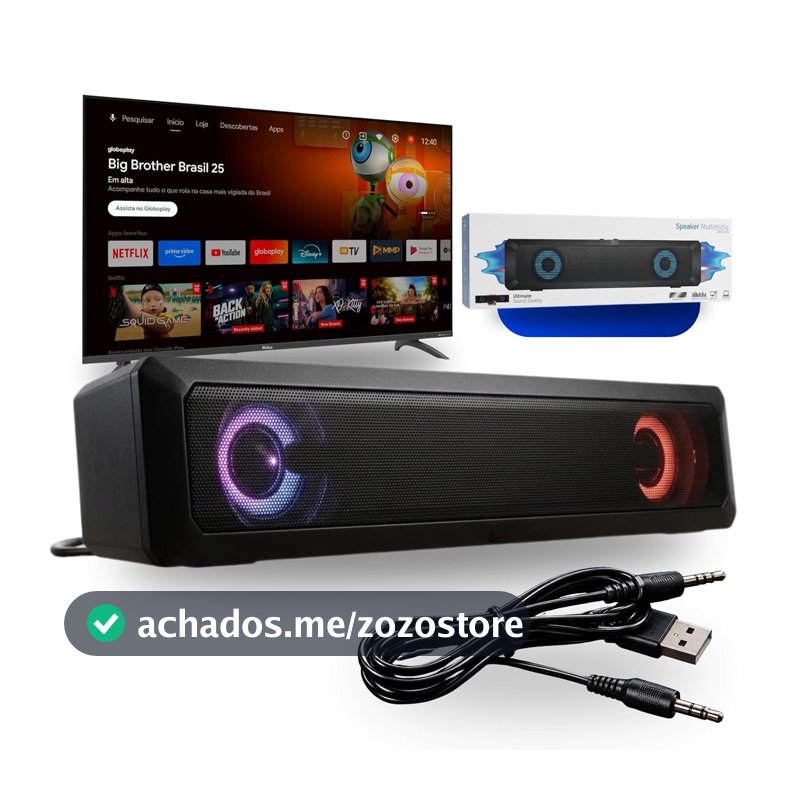 Alto-falante Caixa De Som Soundbar Para Tv Pc Estéreo Volume Potente Alimentação Usb P2