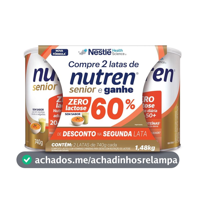 Pack Complemento Alimentar Nutren Senior Sem Sabor Zero Lactose 1,48kg