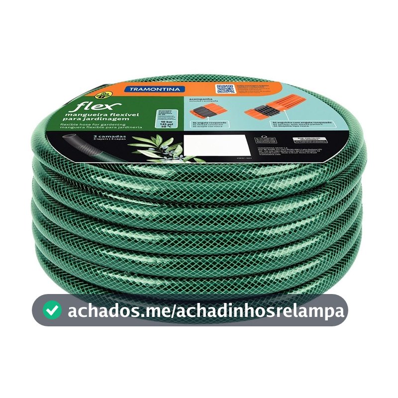 Tramontina Mangueira Flex Com Engates Rosqueados E Esguicho Em Pvc Verde 10 M