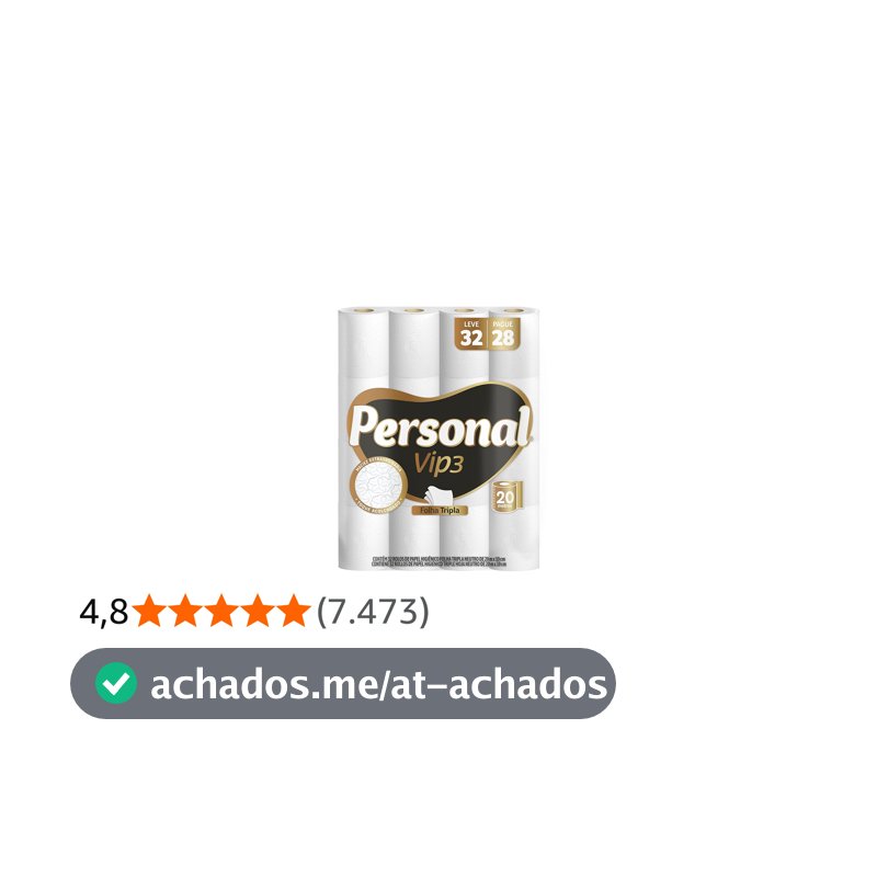 Personal Papel Higiênico Vip Folha Tripla, 32 Rolos De 20M