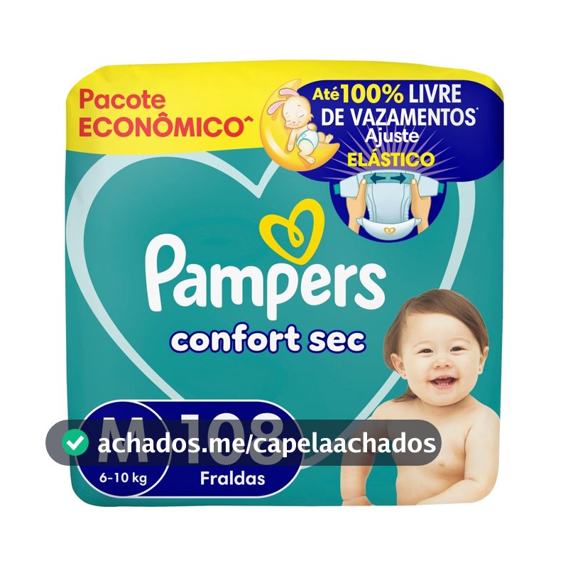 Fralda Pampers Confort Sec Tamanho M, 108 Unidades