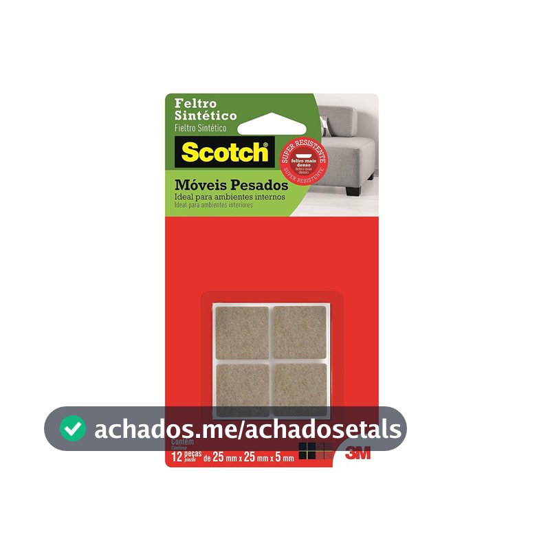 SCOTCH 3M Feltro Sintético Adesivo Móveis Pesados Grande Marrom 12 Unidades