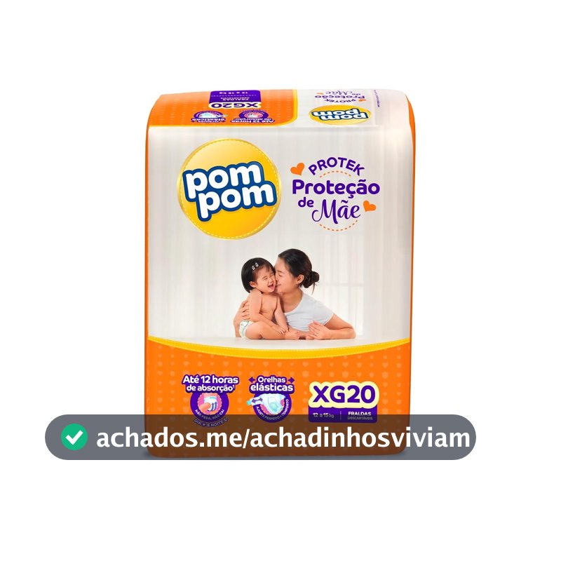 Fralda Pom Pom Protek Proteção de Mãe Jumbo XG 20 Unidades